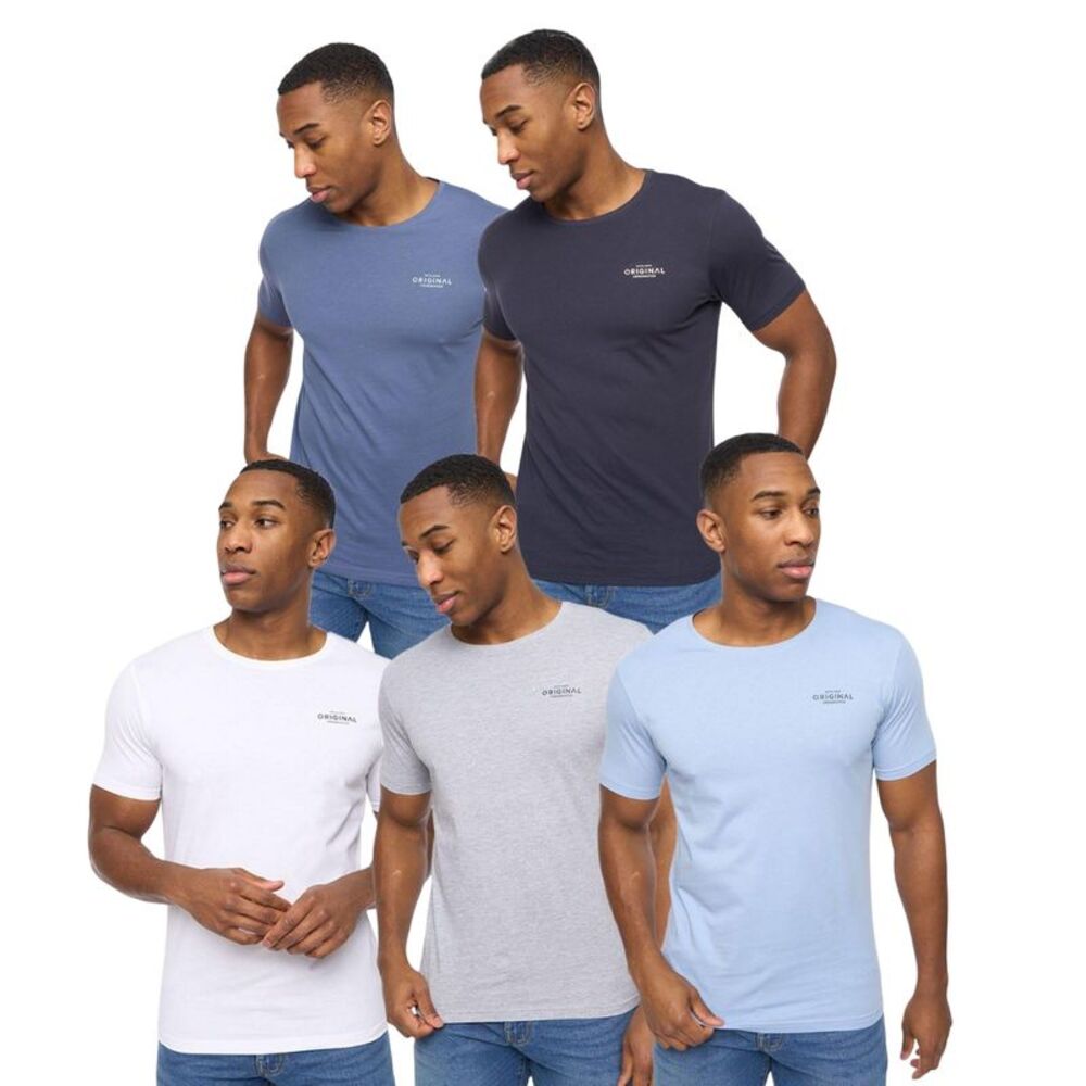Crosshatch Mens Basicblues T-Shirt (Pack of 5) / White/Navy/Denim/Blue/Grey Marl